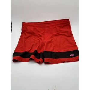 Nike Mens Swim Trunks Red Black Colorblock Mesh Lined Pink Logo XL Vintage 90s
